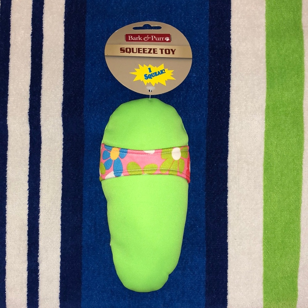 Bark & Purr Squeeze Dog Toy Floral Aloha Print Slipper Squeaky 8” x 4” New NWT